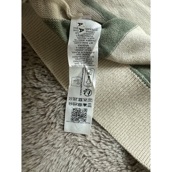 ASOS DESIGN relaxed knit textured notch neck polo shirt in ecru green stripe L - Picture 8 of 12